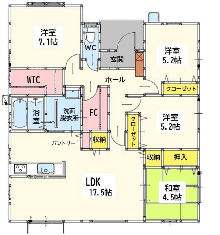 北九州市八幡西区美原町の新築一戸建の間取り