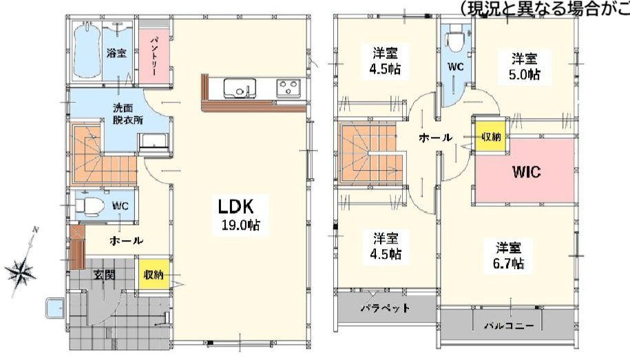 北九州市八幡西区沖田５丁目の新築一戸建の間取り