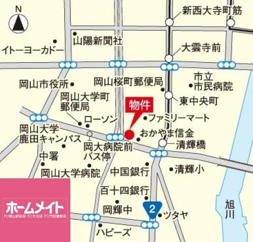 アルファライフ岡大医学部前の地図