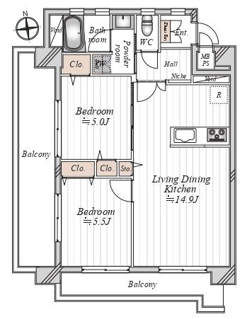 浅草サンパワーの間取り|5F・3方角部屋につき日当たり・通風・眺望良好。新規リノベーション施工が完了いたしましたのでいつでも内覧が可能。アフターサービス保証付き・24時間365日緊急対応サービスでご購入後も安心して暮らせます