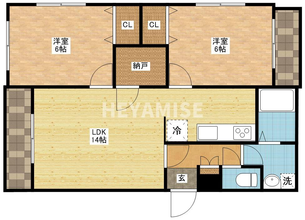 CUBE三原櫻館の間取り|別号室の同じ間取りのお部屋です