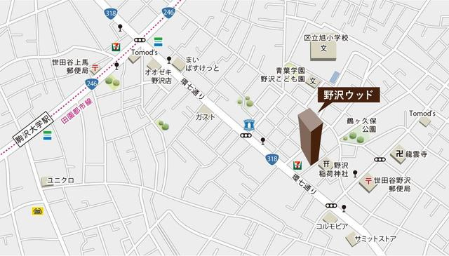 野沢ウッドの地図