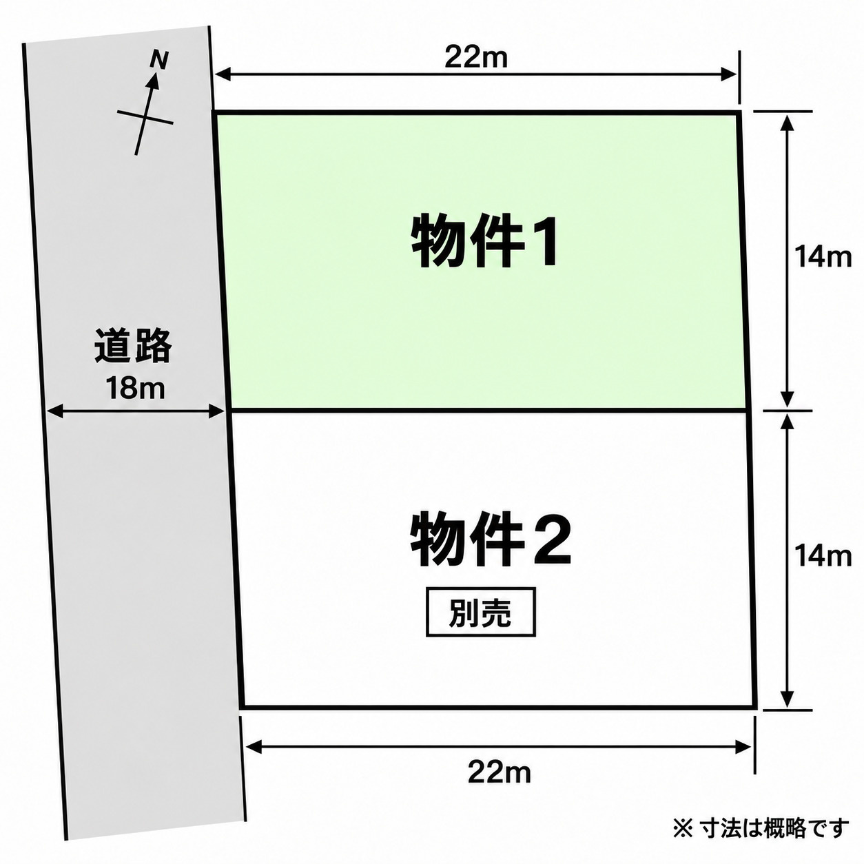 黒瀬楢原東2丁目売地1の土地図