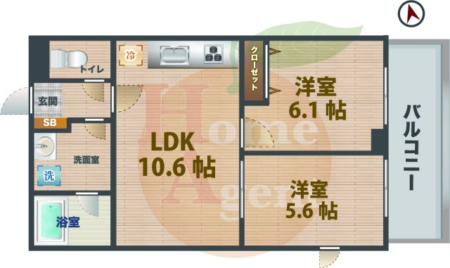 【間取り】 | アプリーレ南荻窪 | 2LDKのお部屋です。