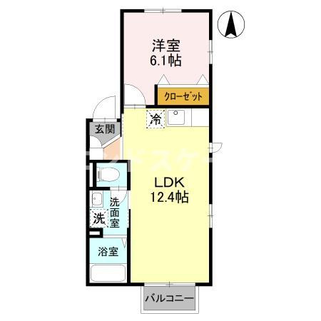 フォルトゥーナ　Aの間取り|高崎、前橋のお部屋探しはエンドスケープまで！お客様の理想お聞かせ下さい♪