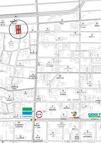 2区画分譲地　那加前野町2丁目　A区画の地図