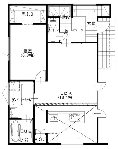 米子市皆生5丁目　新築戸建（1.5階建）の間取り|1F