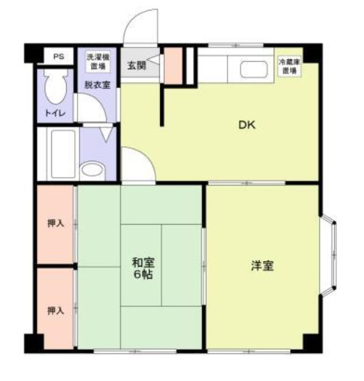 グレースガーデンⅡの間取り|南向きの2DK