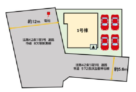 筑後市大字長浜の新築一戸建の区画図