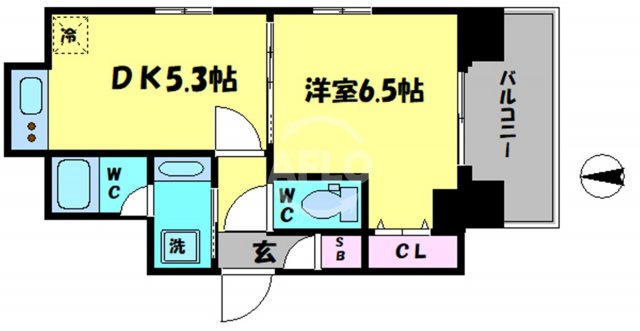 エステムコート大阪新町の間取り|エステムコート大阪新町　開放感ある間取り