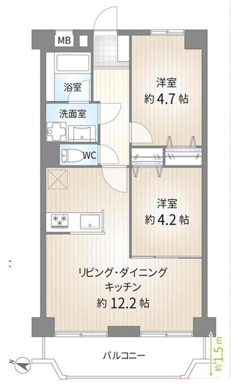 【間取り】 | チサンマンション海老名　5階　2LDK　リフォーム済み | 海老名市を中心に地域密着で営業♪不動産のことなら「大樹不動産」へ