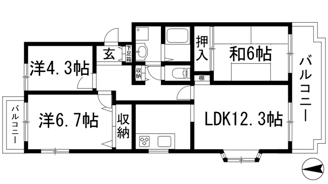 【間取り】 | シャンテ雲雀丘