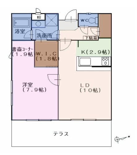 メイクスF棟　仲介手数料（賃料の1.10ヵ月）の50％OFF対象物件！の間取り