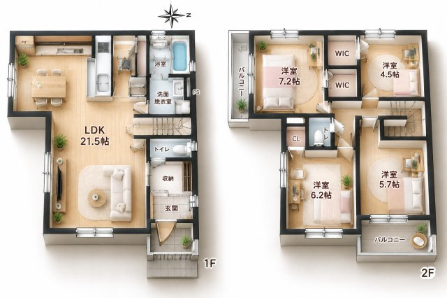 明徳2丁目　1号棟　新築一戸建ての間取り|間取り図はいかがですか？ご希望を叶える間取りですか？リビングの広さは？水回りの位置は？カウンターキッチン？など色々な情報が集約されています。弊社では資金計画・住宅ローンなどのご相談も承っております。