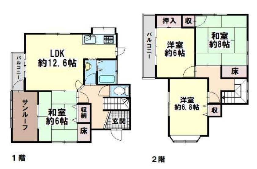 サンルーフ付　土地42坪以上　明石市東朝霧丘　中古戸建の間取り