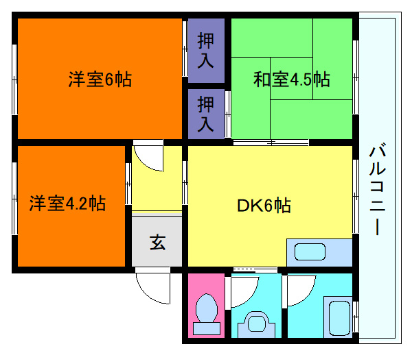 渦森コーポＡ棟の間取り