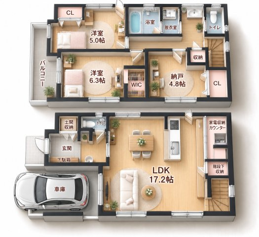 三井南町　A号棟　新築一戸建ての間取り|間取り図はいかがですか？ご希望を叶える間取りですか？リビングの広さは？水回りの位置は？カウンターキッチン？など色々な情報が集約されています。弊社では資金計画・住宅ローンなどのご相談も承っております。
