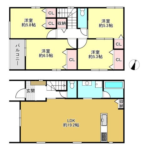 宝塚市山本野里1丁目新築一戸建の間取り