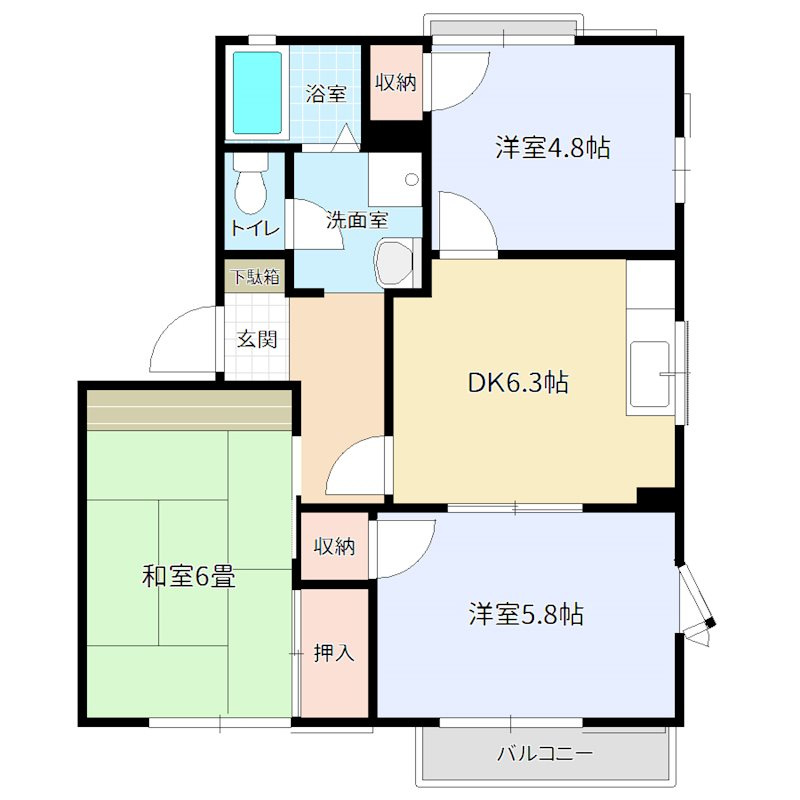 レジデンス新町Aの間取り
