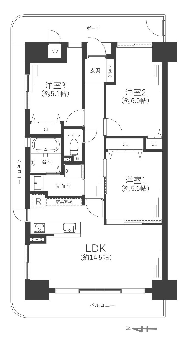 キングマンション千里万博公園の間取り