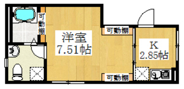 ノール・プランスの間取り|可動棚付きのお部屋です