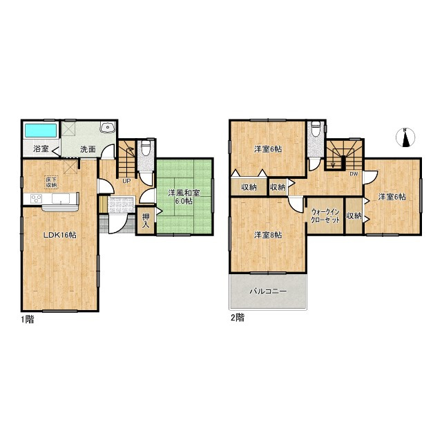 枚方市招提大谷３丁目の新築一戸建の間取り|4LDK＋3WIC