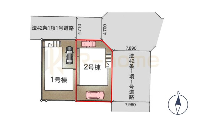 取手市新町第14　新築戸建て　2号棟の区画図|大きなお買い物だからこそ、メリット・デメリットを伝えさせて頂きます。
R-homeにお任せください♪