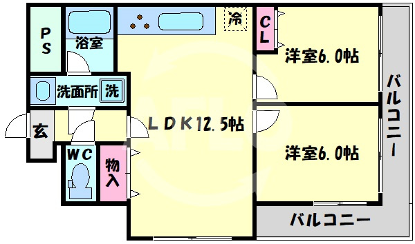 おおきに大阪天満サニーアパートメントの間取り|おおきに大阪天満サニーアパートメント　開放感ある間取り