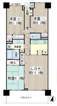 ゼファー横濱サンコリーヌ神之木公園の間取り|3LDKの使いやすい間取りです！