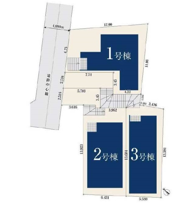 【横浜市港北区篠原西町32-39全3棟新築戸建て】★仲介手数料無料★（神橋小学校・六角橋中学校）の区画図