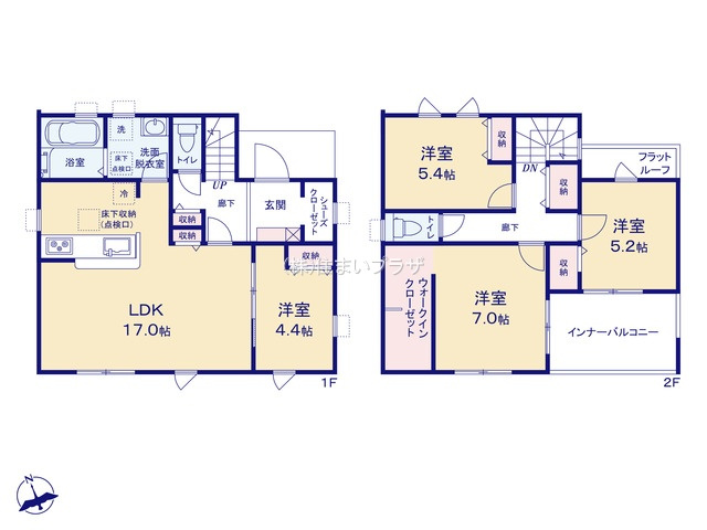 新築戸建て・仲介手数料無料）小牧市久保一色南・５号棟の間取り