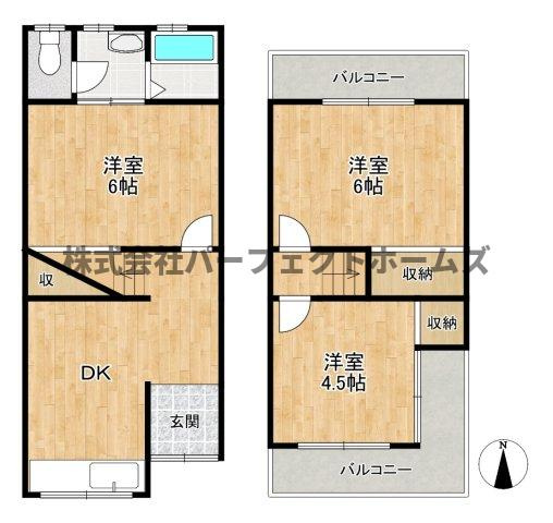 点野4丁目テラスハウス　賃貸の間取り