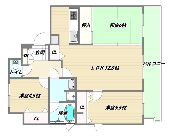 大阪市淀川区西中島５丁目の賃貸マンションの間取り