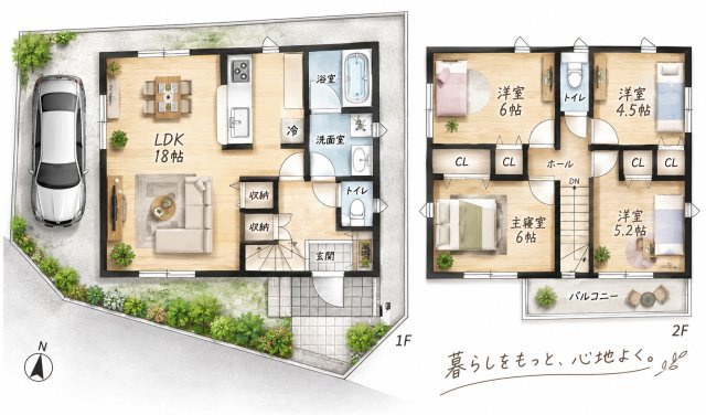 藤井寺市川北３丁目の間取り|18帖LDKと洋室4部屋を備えた、収納充実の暮らしやすい4LDK！