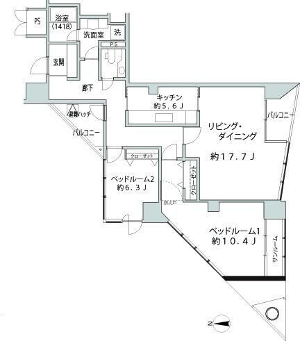 ＳｈｉｂａｕｒａＣｒｙｓｔａｌ　品川レジデンスの間取り