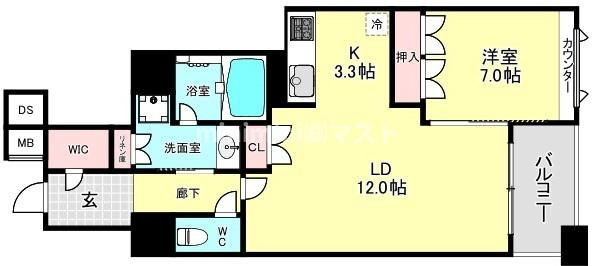 大阪市西区南堀江１丁目の賃貸マンションの間取り