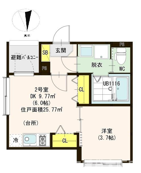 大阪市東成区大今里南３丁目のアパートの間取り