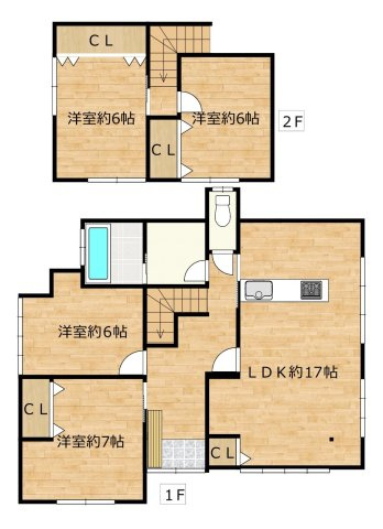 仲介手数料不要　カチタス合志市豊岡　戸建て【合志南小・合志中】の間取り|間取り図 4LDK