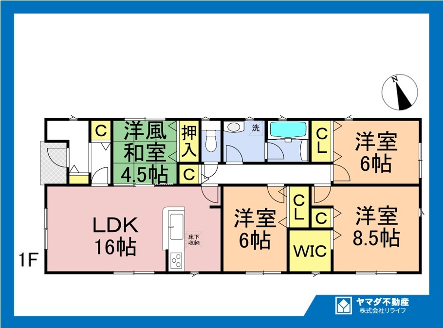 クワイエ　犬山市上坂町第3　全1区画分譲の間取り|■1号棟　■ヤマダ不動産　株式会社リライフ　
■夢のマイホーム購入をフルサポートします！