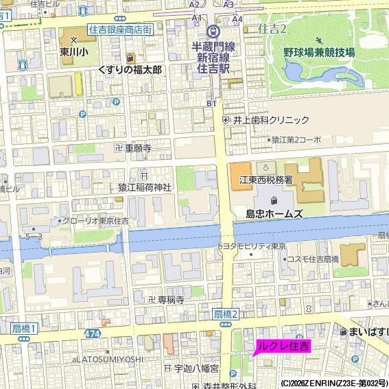 ルクレ住吉の地図