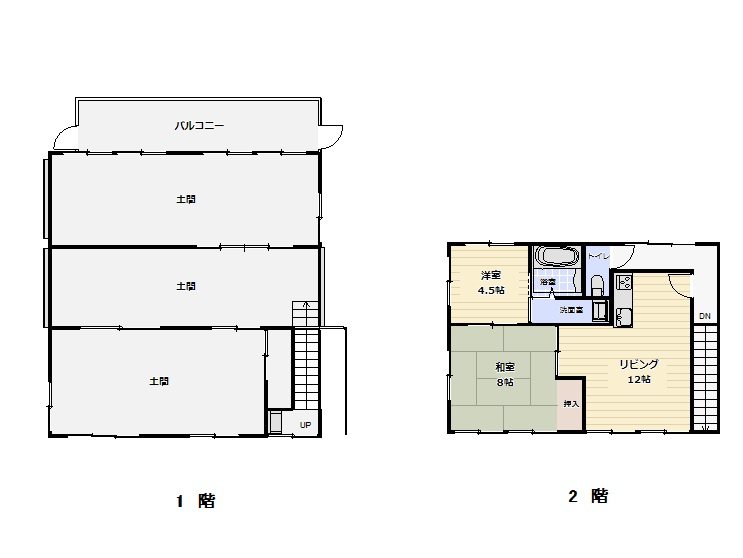 ■□米子市彦名町戸建□■の間取り|1階部分は作業場として使用されております。シャッター付倉庫となります。
2階部分は居住スペースとして使用されております。