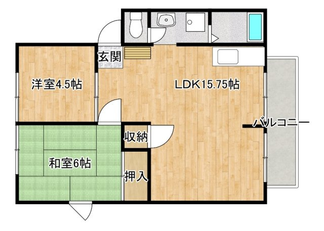 寝屋川市高柳２丁目の賃貸マンションの間取り