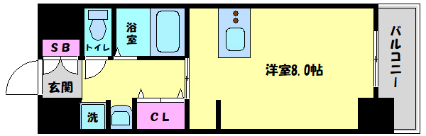 プレサンス本町リアルシティの間取り|プレサンス本町リアルシティ 広々8帖の間取り