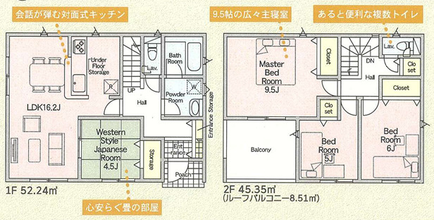 【間取り】 | 高崎市吉井町神保　新築２号棟　並列駐車５台の広さ