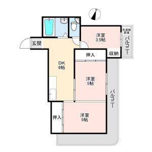 神戸市中央区北野町４丁目の賃貸マンションの間取り