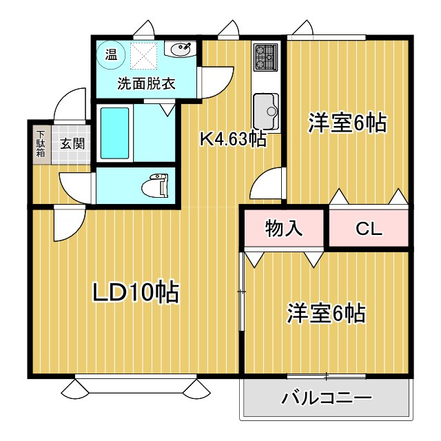 河東郡音更町新通北２丁目のアパートの間取り