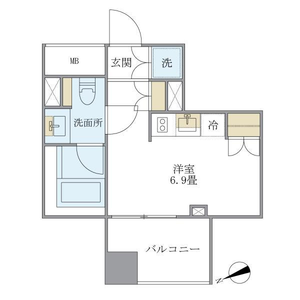 中央区新富１丁目の賃貸マンションの間取り