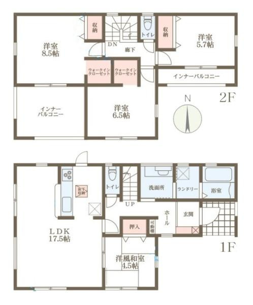 リーブルガーデン粟殿 ２号棟 ／新築一戸建の間取り