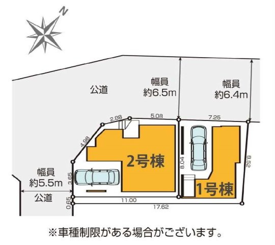 【横浜市戸塚区上矢部町1266全2棟新築戸建て】★仲介手数料無料★（上矢部小学校・岡津中学校）の区画図