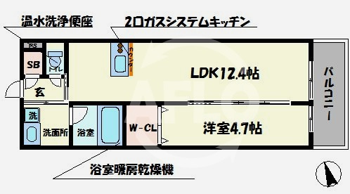 パラファーレ玉造　北中道小学校区の間取り|パラファーレ玉造　間取り